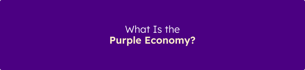 Banner displaying the message "What Is the Purple Economy?" on a purple background.