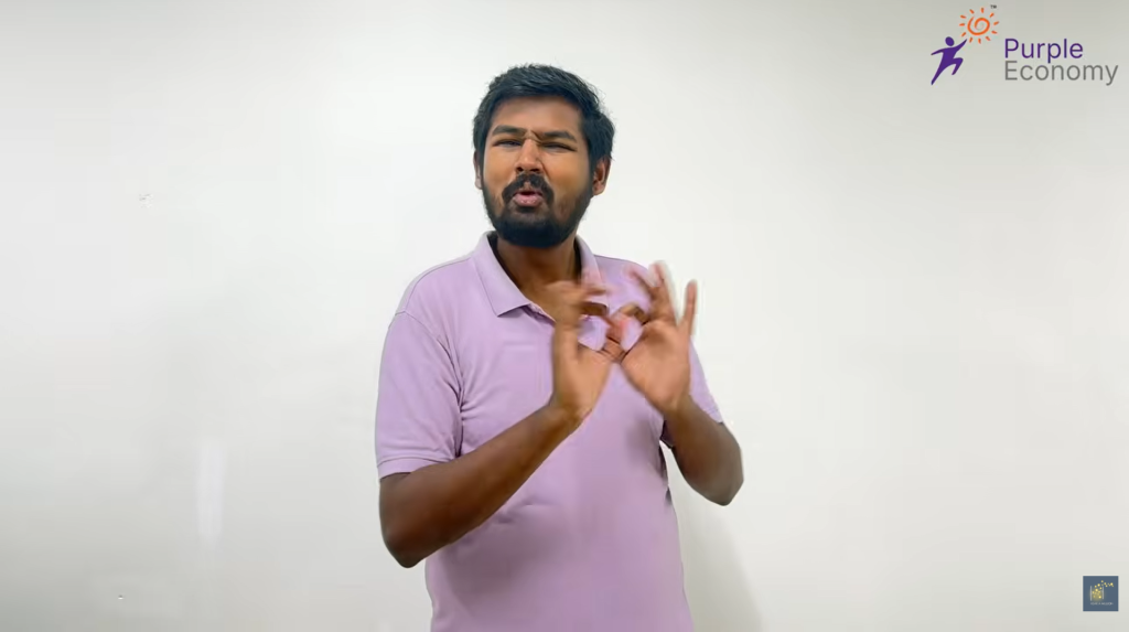 Person using sign language.